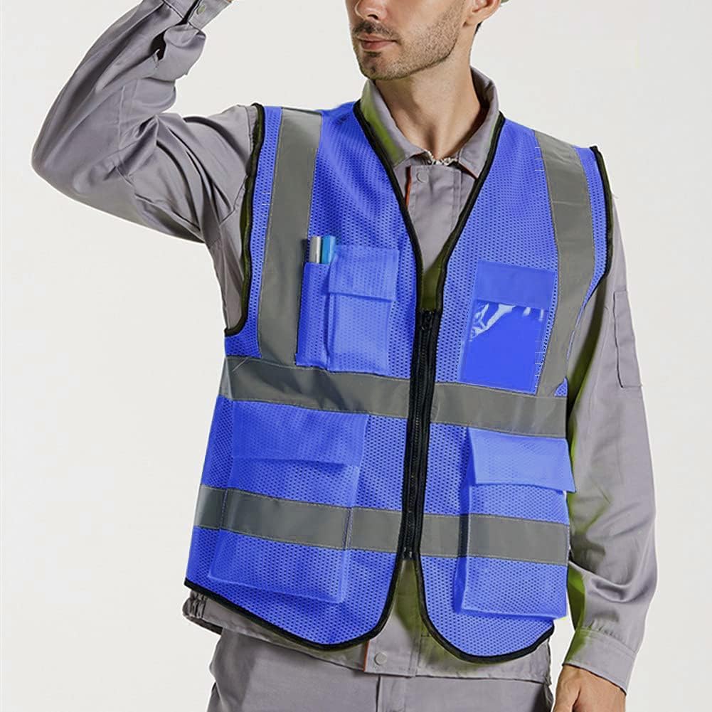 XIAKE Reflective Safety Vest for Men & Women High Visibility Class 2 Vest with Pockets Meets ANSI Standards