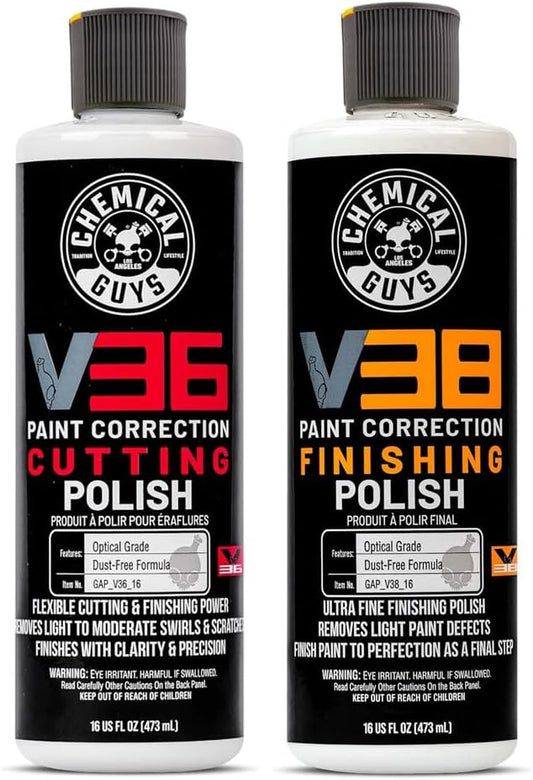 Chemical Guys Gap VKIT 101 V36 Optical Grade Cutting Polish and V38 Final Polish, 16 Ounce, 2 Items