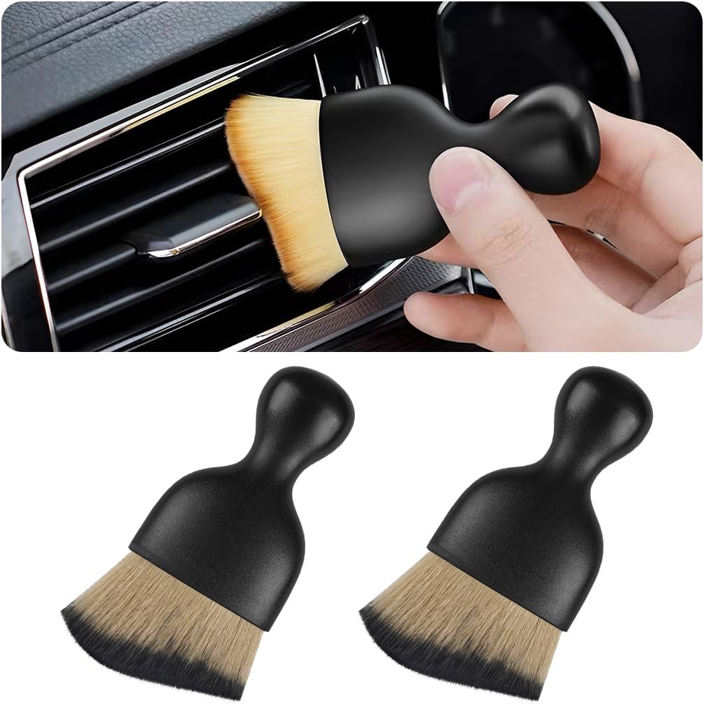 Blilo Car Interior Detailing Brush, Auto Soft Hair Cleaning Brushes, Curved Dirt Dust Collectors, Removal Tool for Dashboard Air Conditioner Vents Leather, Scratch Free (Black/1PCS)