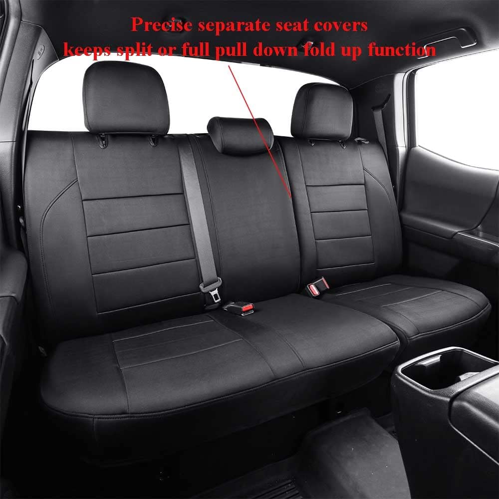 EKR Tacoma Car Seat Covers Custom Fit for Toyota Tacoma (Petrol) 2024 2025 2026 DoubleCab/CrewCab SR/SR5/TRD Sport/TRD Off-Road/Limited -Truck Seat Covers Full Set,Faux Leather(Black)