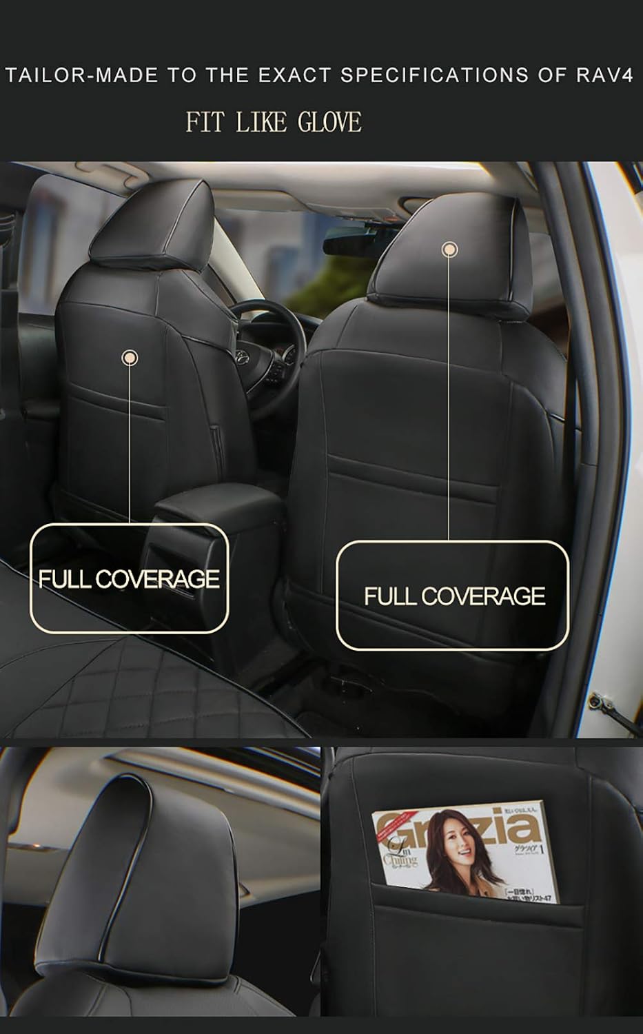 EKR Tacoma Car Seat Covers Custom Fit for Toyota Tacoma (Petrol) 2024 2025 2026 DoubleCab/CrewCab SR/SR5/TRD Sport/TRD Off-Road/Limited -Truck Seat Covers Full Set,Faux Leather(Black)