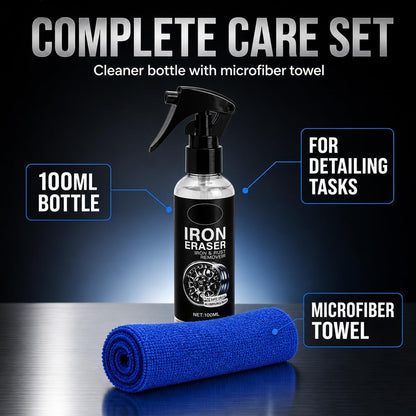 Iron Eraser Rust Remover Spray, Iron Eraser Iron and Rust Remover for Car Wheels and Paint, Fast Acting Rust and Brake Dust Remover, Professional Automotive Surface Cleaning(100ML)