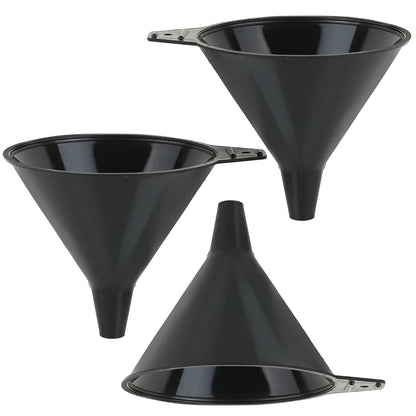 Oil Funnel Set (Orange, 4-Pack) – Plastic Funnels for Automotive Use – Funnels for Kitchen Use Filling Bottles and containers – Funnel for Water Bottles, Gas, Car Oil, Lubricants and Fluids