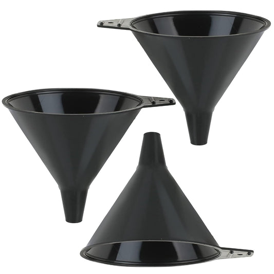 Oil Funnel Set (Orange, 4-Pack) – Plastic Funnels for Automotive Use – Funnels for Kitchen Use Filling Bottles and containers – Funnel for Water Bottles, Gas, Car Oil, Lubricants and Fluids