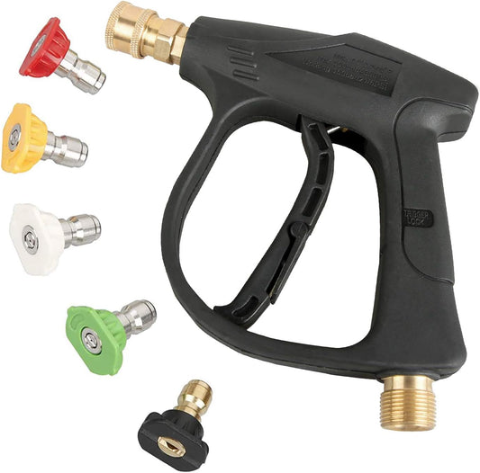 Sooprinse Foam Cannon Kit with Pressure Washer Short Gun, 1 L Snow Foam Lance with 1/4 Inch Quick Connector, Foam Blaster with Pressure Washer Gun,4000 PSI, Black