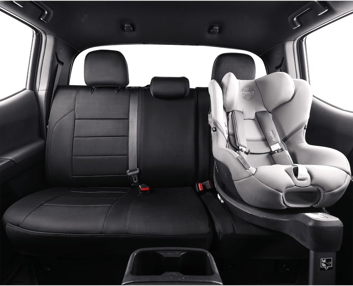 EKR Tacoma Car Seat Covers Custom Fit for Toyota Tacoma (Petrol) 2024 2025 2026 DoubleCab/CrewCab SR/SR5/TRD Sport/TRD Off-Road/Limited -Truck Seat Covers Full Set,Faux Leather(Black)