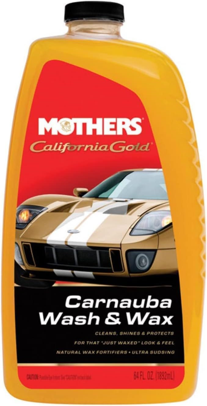 Mothers California Gold Carnauba Wash & Wax, 64 oz. — Cleans, Shines & Protects – Gentle, pH Balanced, Ultra-Sudsy for a Spot-Free, Brilliant Finish. Biodegradable & Won't Strip Wax or Ceramic (05674)