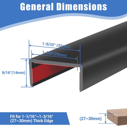 Rubber Edge Trim, Self-Adhesive Rubber Edge Trim, Edge Protector for Sheet Metal, EPDM Material, Fit 1/16"(1.0mm), Length 10Ft, Black Color, U Channel Edge Trim - Colors A