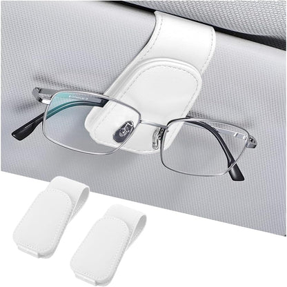AICEL Sunglasses Holders for Car Sun Visor, Leather Eyeglasses Hanger Mounter, Magnetic Glasses Holder and Ticket Card Clip, Auto Interior Accessories Universal for SUV Pickup Truck