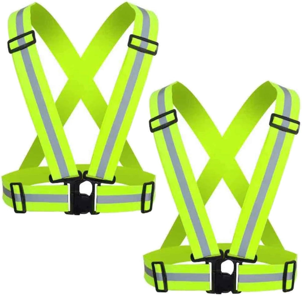 Reflective Safety Vest 2pcs - High Visibility Vest Adjustable Straps for Outdoor Jogging, Cycling, Walking and Riding