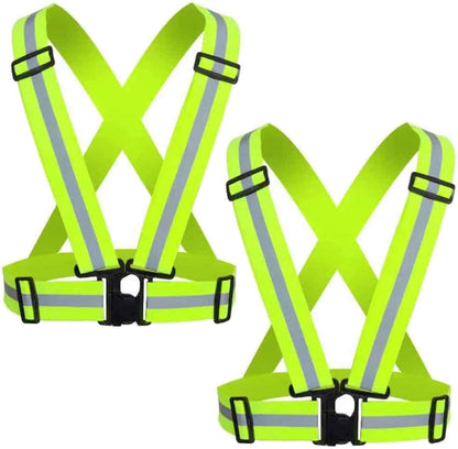 Reflective Safety Vest 2pcs - High Visibility Vest Adjustable Straps for Outdoor Jogging, Cycling, Walking and Riding