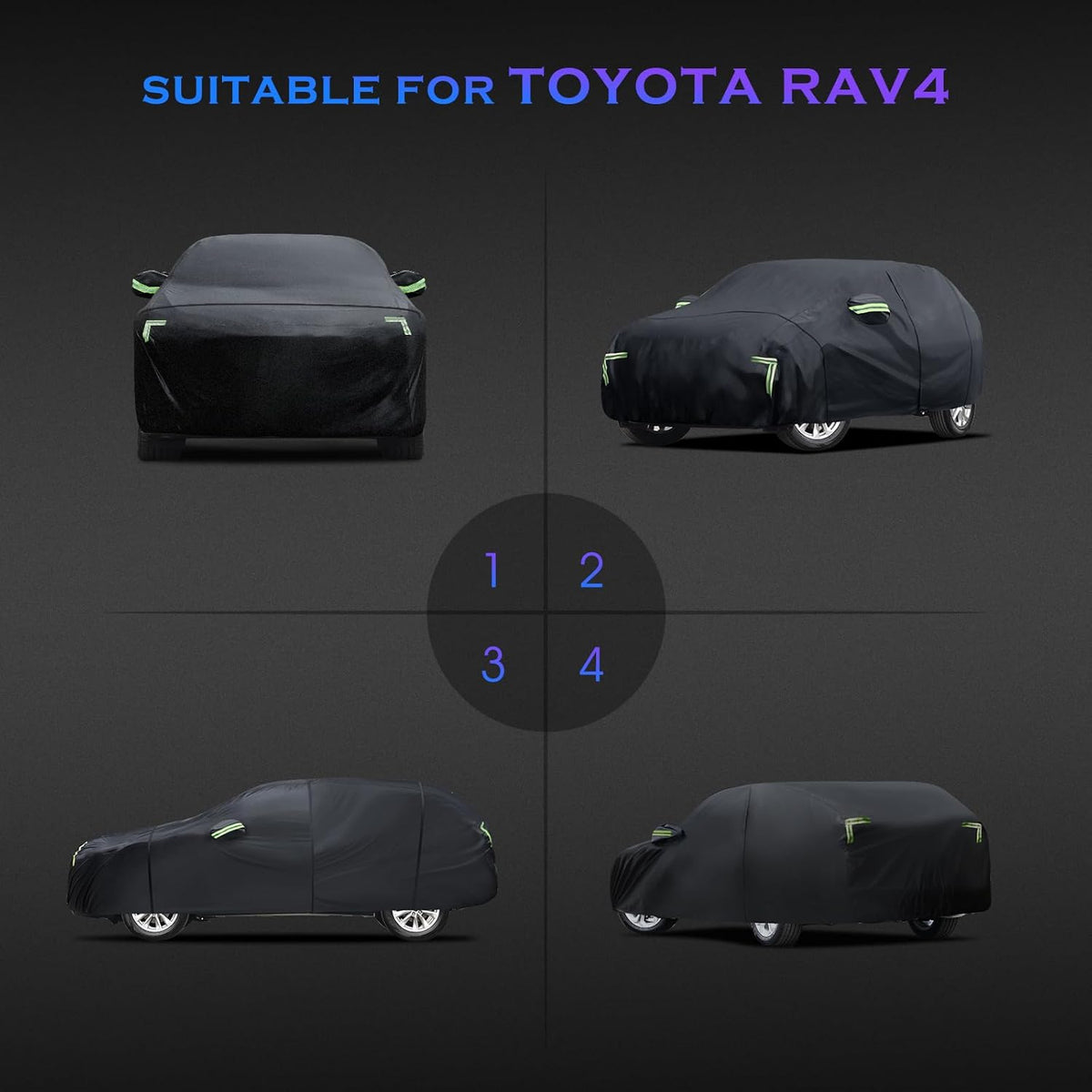 Car Cover Custom Fit for Honda CRV 1997-2025,Toyota RAV4 1996-2025, 6 Layers Truck Cover Waterproof All Weather for Automobiles,Outdoor Full Exterior Cover,Rain, Sun, Wind Protection,Black