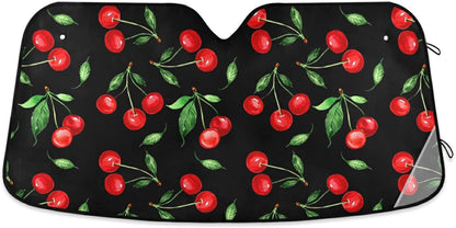 Black Leopard Car Windshield Sun Shade Animal Skin Print Foldable UV Ray Sun Visor Protector Sunshade to Keep Your Vehicle Cool (51" x 27.6")