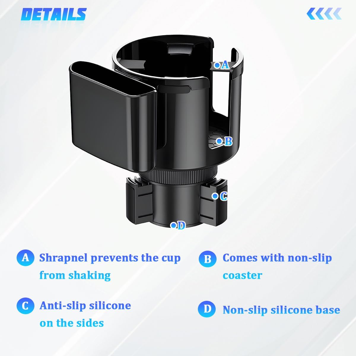 Car Cup Holder Expander, 2 in 1 Multifunctional Vehicles Drink Cup Adapter with Adjustable Base, Automotive Water Bottle Insert Holder, Universal for Automobile RV Truck