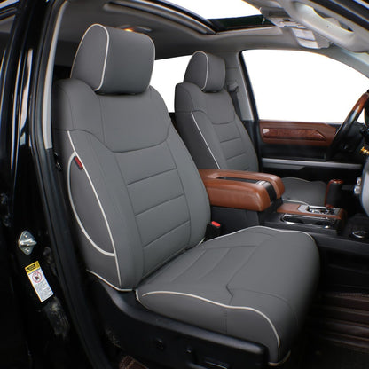 EKR Tacoma Car Seat Covers Custom Fit for Toyota Tacoma (Petrol) 2024 2025 2026 DoubleCab/CrewCab SR/SR5/TRD Sport/TRD Off-Road/Limited -Truck Seat Covers Full Set,Faux Leather(Black)