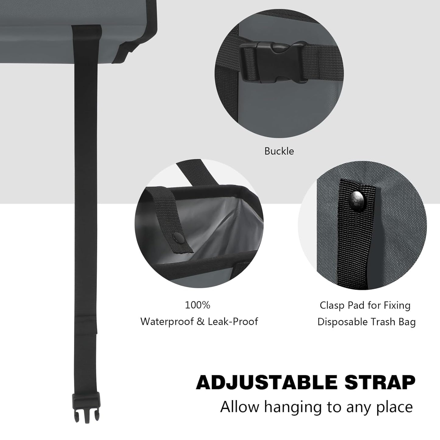 Homelove Car Trash Can, Leak-Proof Waterproof Trash Bin Collapsible Portable Auto Garbage Bag Large Capacity Trashcan Storage Bag Multipurpose Car Organizer Hanging (Black)