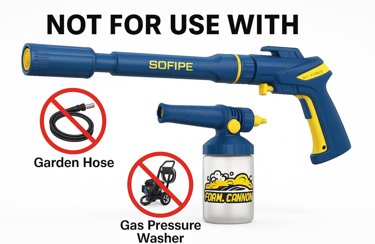 5-in-1 Pressure Washer Gun with Foam Cannon, Built-in 5 Spray Nozzles, M22-14 & M22-15 Adapters, 3/8" Quick-Connect Adapter – Power Washer Gun for Car & Home Cleaning