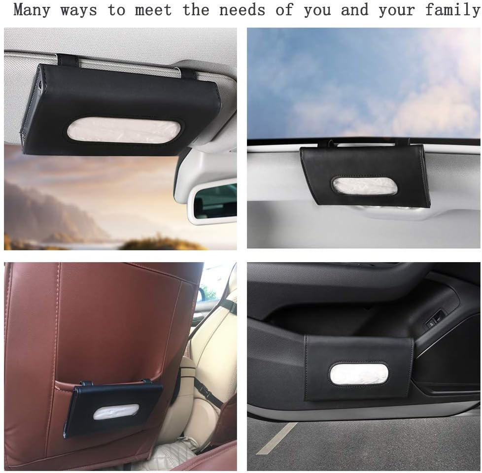 Fredysu Car Visor Tissue Holder, Sun Visor Napkin Holder Backseat Tissue Case, Premium Car Tissue Box for car, Vehicle (Black)