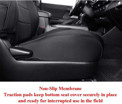 EKR Tacoma Car Seat Covers Custom Fit for Toyota Tacoma (Petrol) 2024 2025 2026 DoubleCab/CrewCab SR/SR5/TRD Sport/TRD Off-Road/Limited -Truck Seat Covers Full Set,Faux Leather(Black)