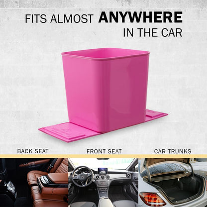 Car Trash Can for Vehicles Leakproof Compact Garbage Bin w/Stability Flap, Anti-Slip Base, Portable Trash Holder for Cars, Trucks, SUVs, Minivans (Black, Large)
