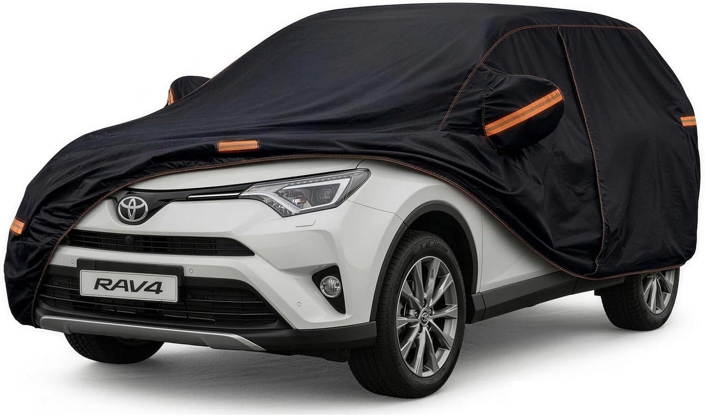 6 Layer Heavy Duty Car Cover Waterproof All Weather Protection with Cotton Liner, Full Exterior Outdoor Cover for Sun Rain Snow UV Protection, Fits Sedan 186-193 inchs
