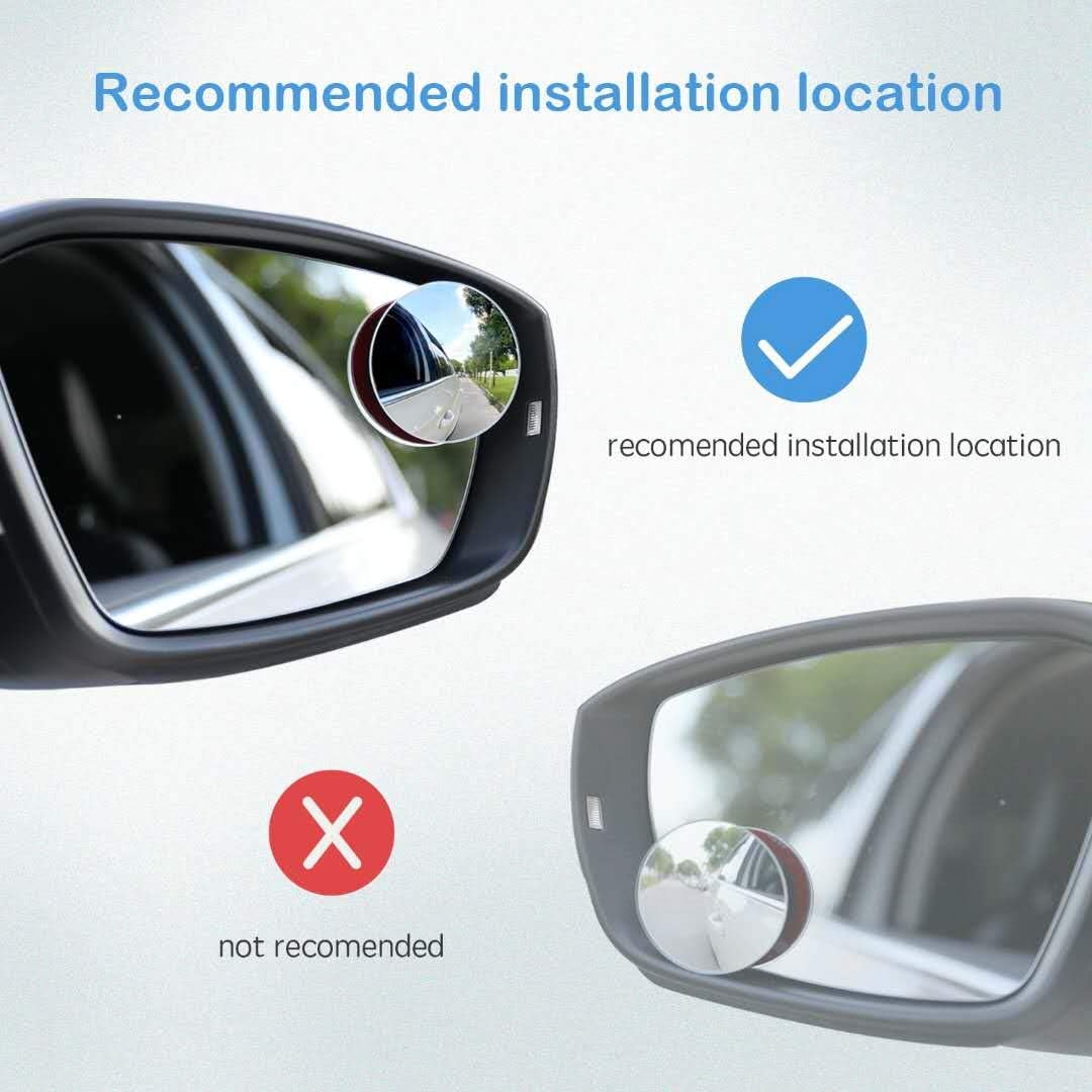 CUNCUI 2pcs Fan Shaped Blind Spot Mirror, 360 Degree Adjustabe HD Glass Blind Spot Mirrors, Frameless Convex Rear View Mirror, for any Car, Van, Suv and Trucks.