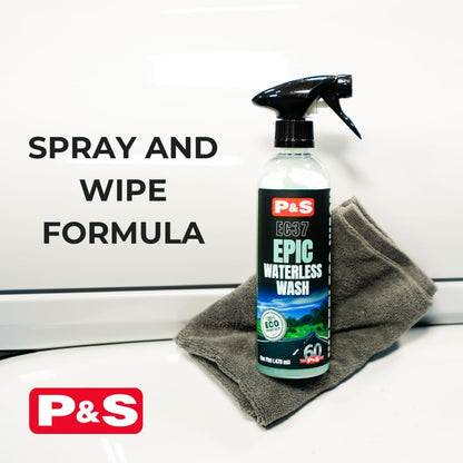 P&S Professional Detail Products Epic Waterless Wash – No-Water Car Cleaner, Polymer Gloss Intensifier, Safe on Paint, Metal & Glass, Quick Detailer & Wax Alternative, 1 Pint