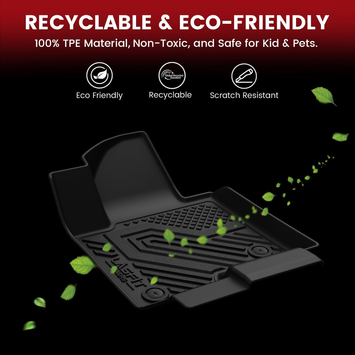 LASFIT Floor Mats for 2019-2025 2026 Ram 2500/3500 Crew Cab Bucket Seat for Carpet & Vinyl Floor (NOT fit Model with PTO Kit), All Weather TPE Custom Fit Car Mats Floor Liners 1st & 2nd Row, Black