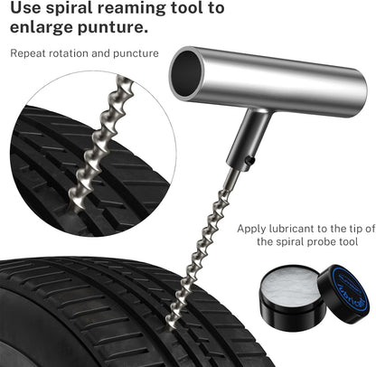 AUTOWN Tire Repair Kit - 68pcs Heavy Duty Tire Plug Kit, Universal Tire Repair Tools to Fix Punctures and Plug Flats Patch Kit for car Motorcycle, Truck, ARB，ATV, Tractor, RV, SUV, Trailer