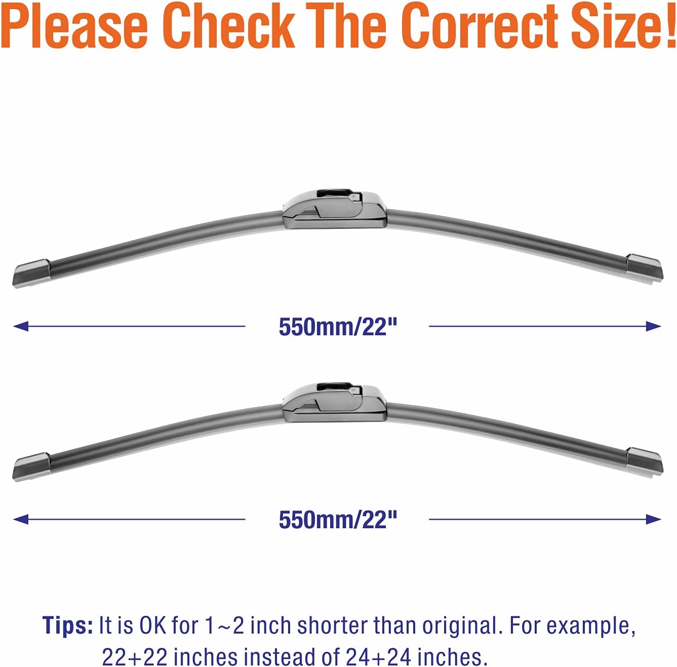 Wiper Blades 26" + 16" Automotive Replacement Windshield Wiper Blades for My Car Premium All-Seasons OE Quality Wipers for Front Windshield(Set of 2)