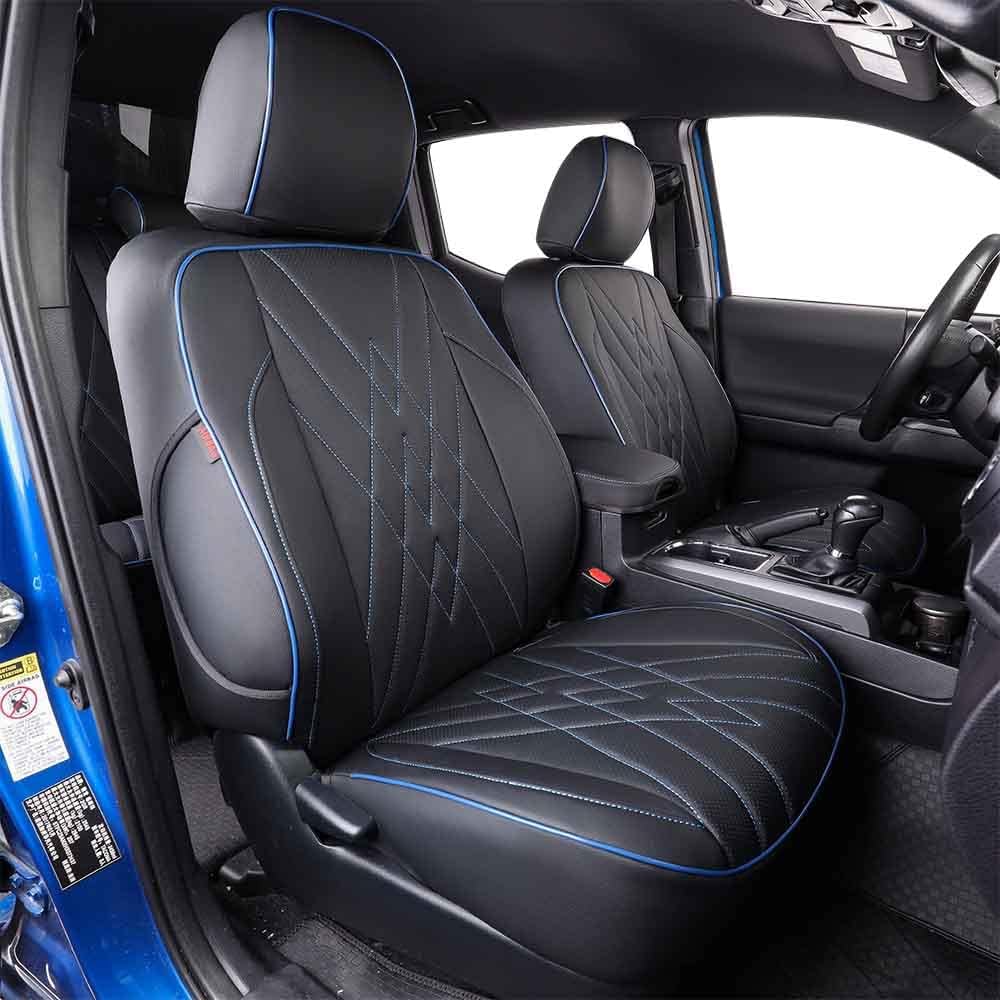 EKR Tacoma Car Seat Covers Custom Fit for Toyota Tacoma (Petrol) 2024 2025 2026 DoubleCab/CrewCab SR/SR5/TRD Sport/TRD Off-Road/Limited -Truck Seat Covers Full Set,Faux Leather(Black)