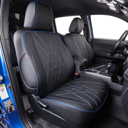 EKR Tacoma Car Seat Covers Custom Fit for Toyota Tacoma (Petrol) 2024 2025 2026 DoubleCab/CrewCab SR/SR5/TRD Sport/TRD Off-Road/Limited -Truck Seat Covers Full Set,Faux Leather(Black)