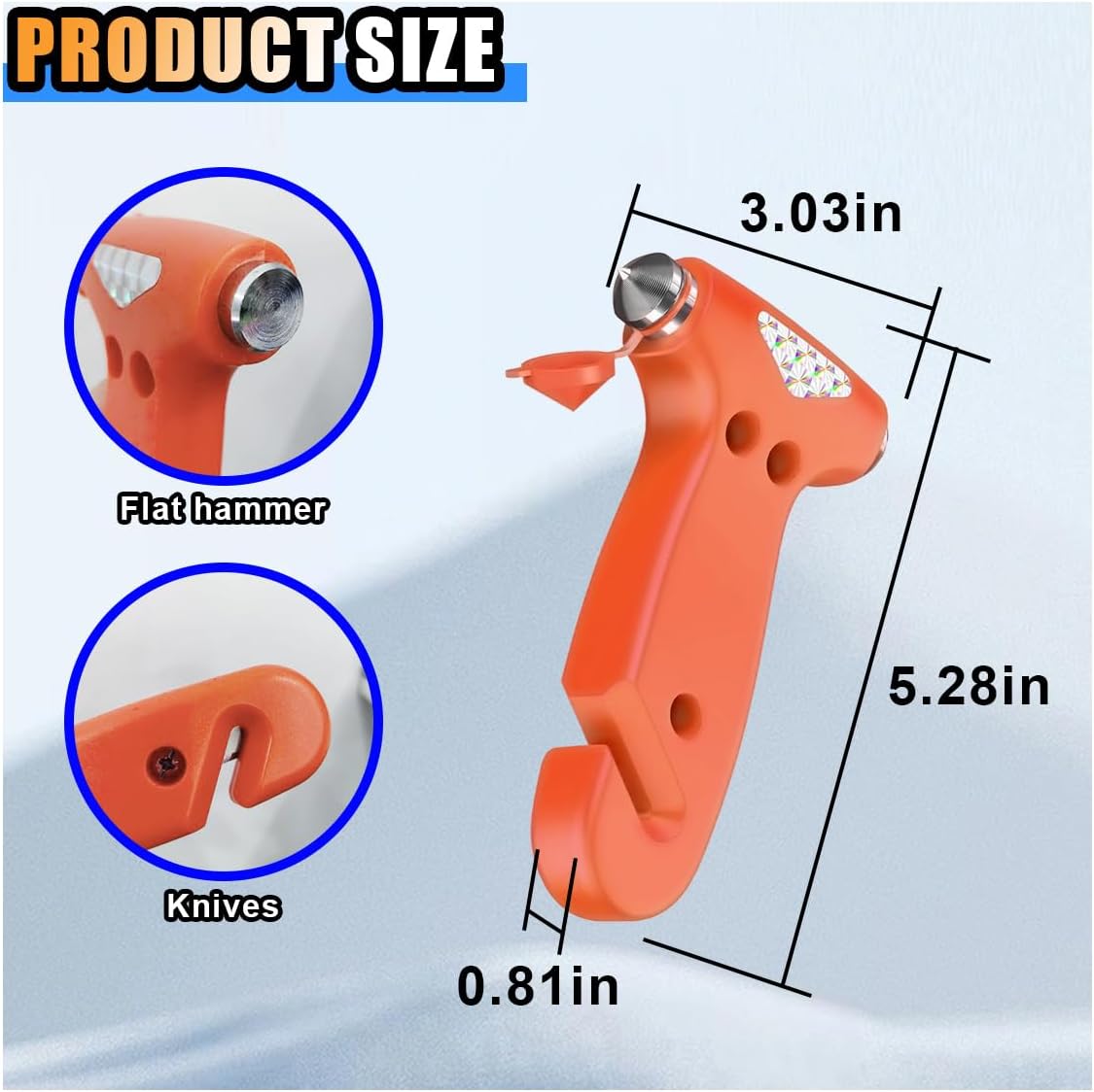 Car Safety Hammer, 3-in-1 Car Emergency Escape Tool with Window Breaker & Seat Belt Cutter, Car Emergency Kit Gadgets for Car, Office, Home (Black, 1pcs)