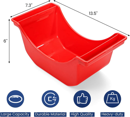 4 Pack Truck Wheel Pan, 2.8L Stackable Hub Oil Drain Pan, Red Fluid Drip Tool Trailer Wheel Catch Box for Heavy Duty Axle, Truck, Geared Engine Stand