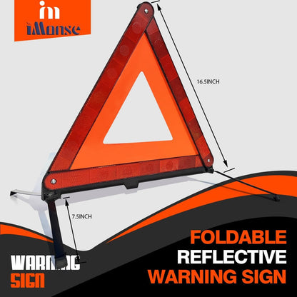 Warning Safety Triangle Kit, Emergency Roadside Warning Reflective Triangle 3 Packs with 2 LED Road Flare Light, Foldable with Storage Case for Roadside Breakdowns Emergenc