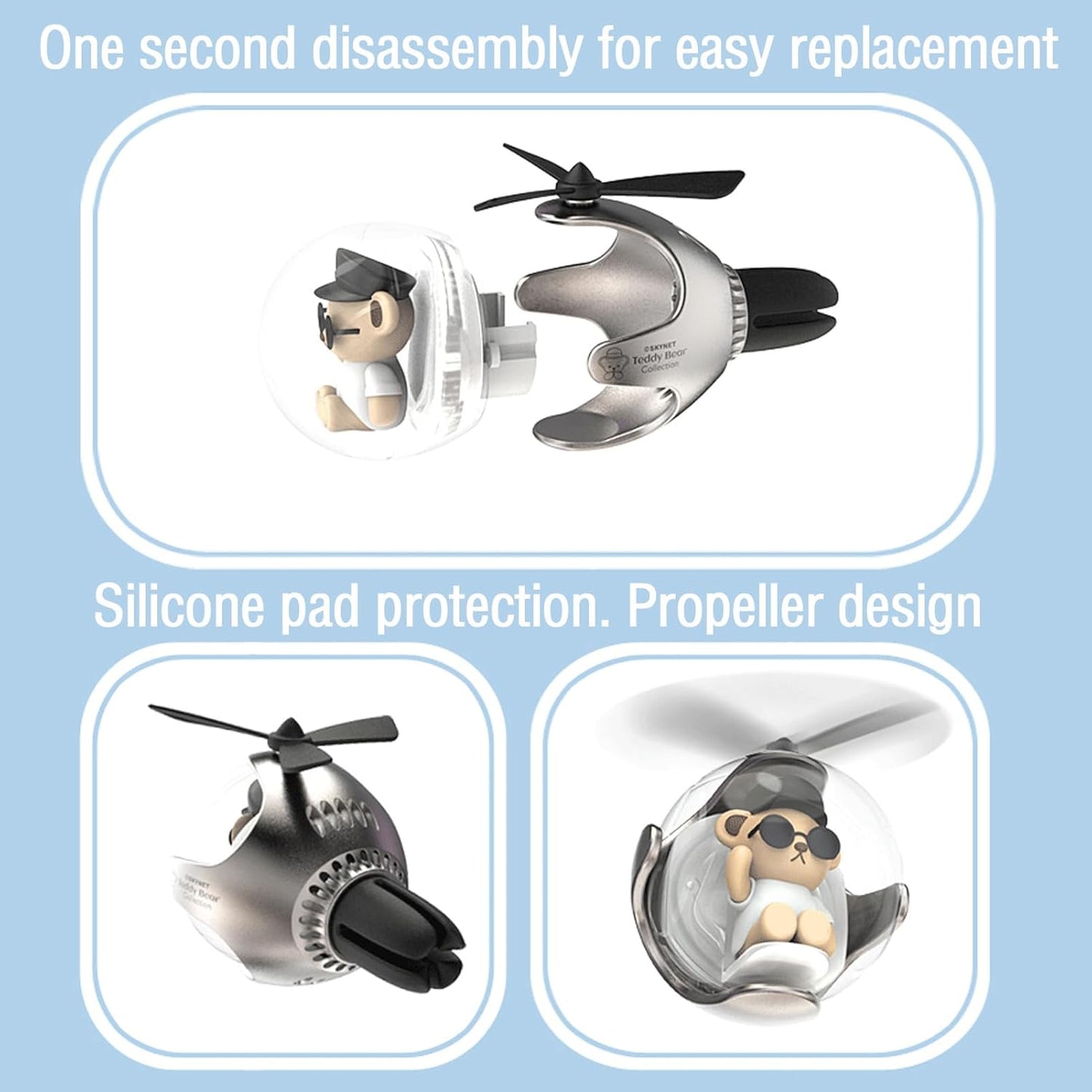 Pilot Car Air Freshener, Cute Dog Car Vent Clip Air Freshener Automotive Air Outlet Fan Diffuser, Automotive Interiors Vent Decoration (Shake Head Style - Dog)