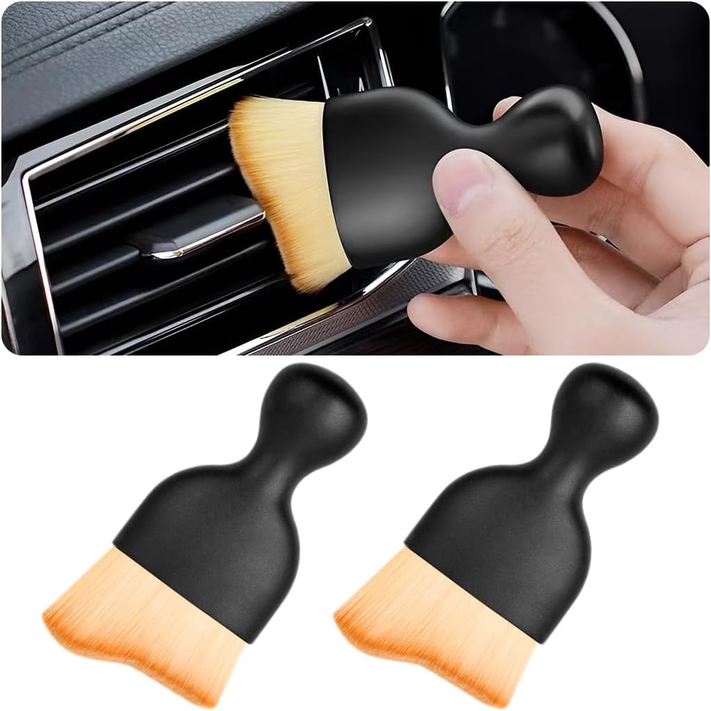 Blilo Car Interior Detailing Brush, Auto Soft Hair Cleaning Brushes, Curved Dirt Dust Collectors, Removal Tool for Dashboard Air Conditioner Vents Leather, Scratch Free (Black/1PCS)