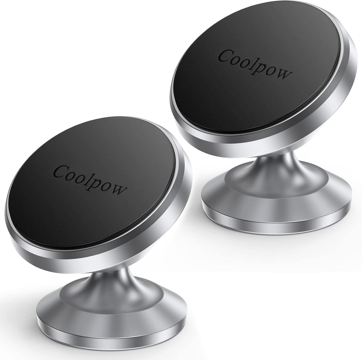 Coolpow【2 Packs Magnetic Phone Holder for Car【Strong Magnet】 Phone Holders for Your Car Phone Holder Mount【4 Metal Plate】 Universal Car Accessories for Women Men for iPhone Samsung Speakerphones