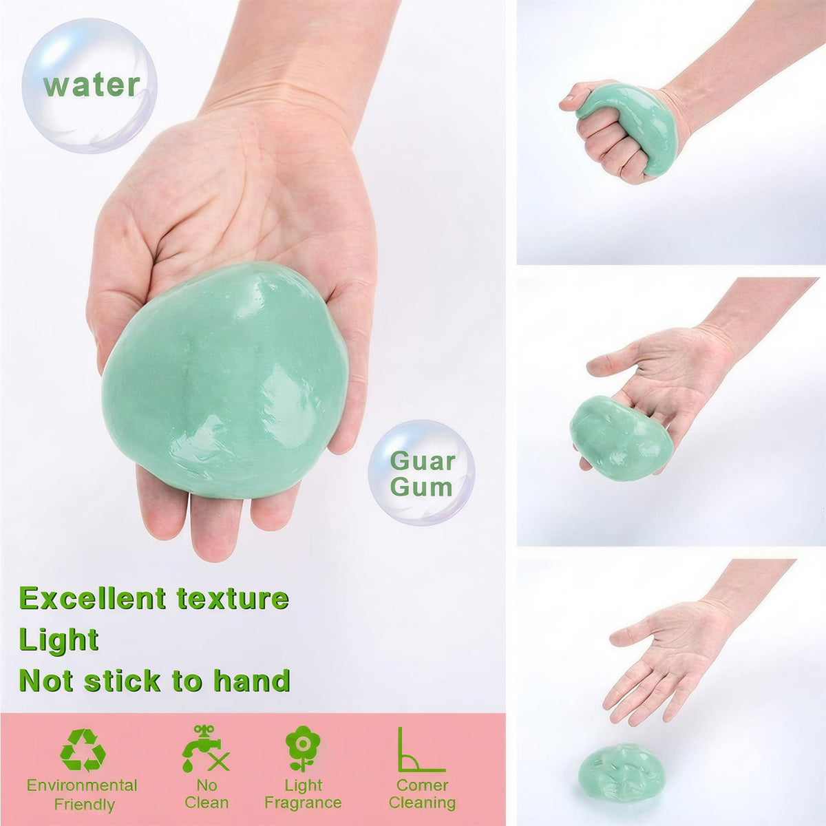 ASFSKY Car Cleaning Gel for Car Detailing Car Cleaning Gel Putty Reusable Keyboard Cleaner Gel Car Putty for Cleaning Dust Universal Cleaning Gel 5 Pack(Green)