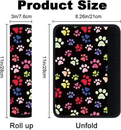 2Pcs Soft Auto Seat Belt Cover Pad Cute Cat Print Colorful Car Seatbelt Shoulder Cushion for Comfortable Driving, Compatible with All Cars' Seatbelt and Backpack Straps