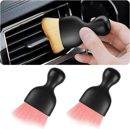 Blilo Car Interior Detailing Brush, Auto Soft Hair Cleaning Brushes, Curved Dirt Dust Collectors, Removal Tool for Dashboard Air Conditioner Vents Leather, Scratch Free (Black/1PCS)