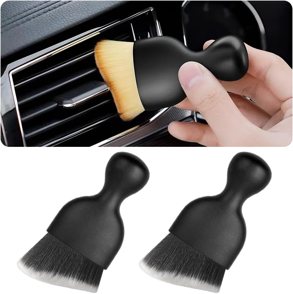 Blilo Car Interior Detailing Brush, Auto Soft Hair Cleaning Brushes, Curved Dirt Dust Collectors, Removal Tool for Dashboard Air Conditioner Vents Leather, Scratch Free (Black/1PCS)