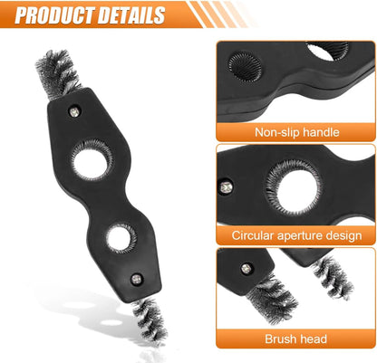 4-in-1 Car Battery Terminal Cleaning Brush- 1/2" & 3/4" Inner & Outer Thread Copper Tubing Pipes Brush- Rustproof Machine Parts Cleaner Tool for Plumbing Installation Soldering Brazing (Black)