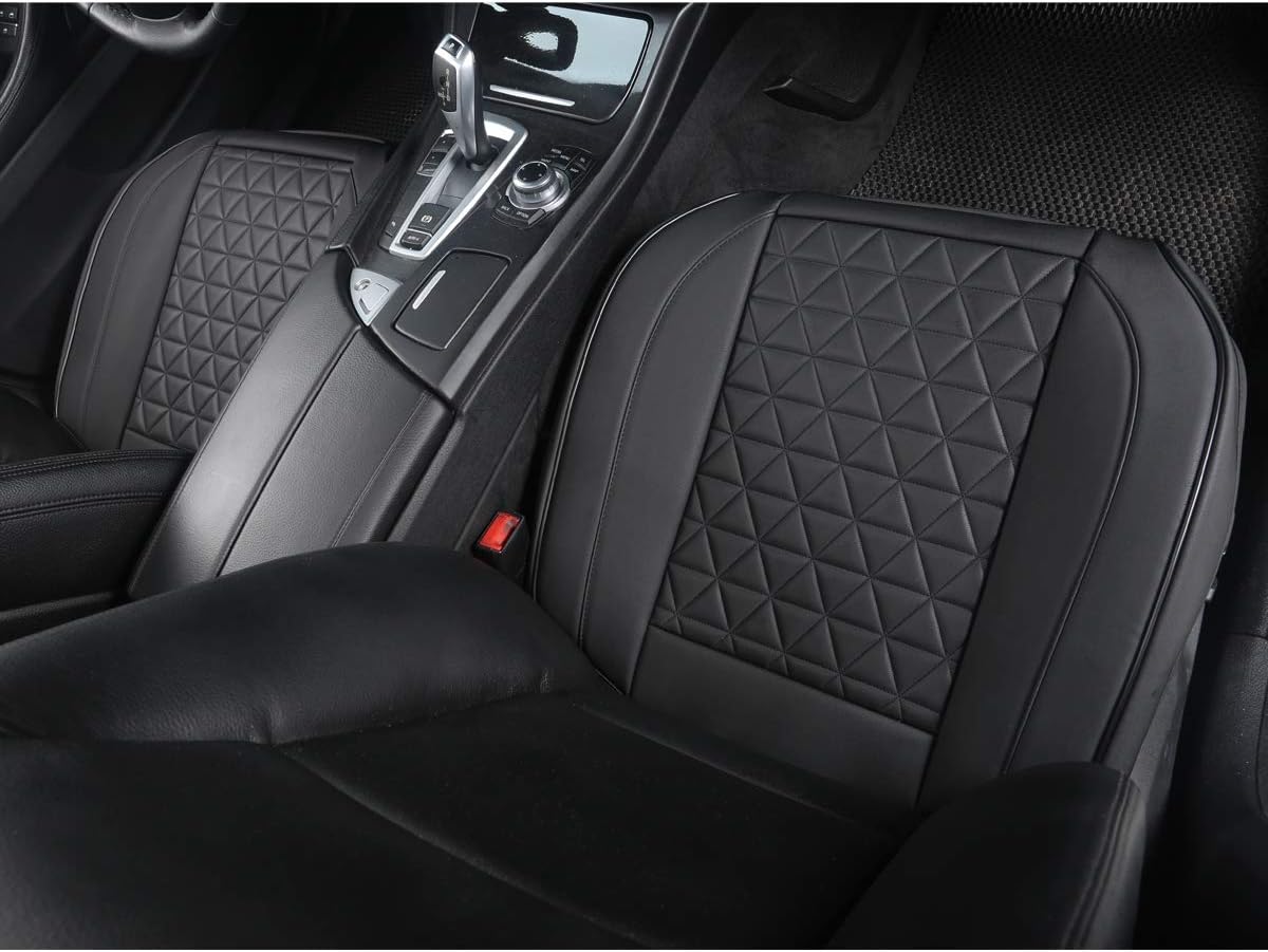 Black Panther Luxury Faux Leather Car Seat Cover Front Bottom Seat Cushion Cover, Anti-Slip and Wrap Around The Bottom, Fits 95% of Vehicles - 1 Piece,Black