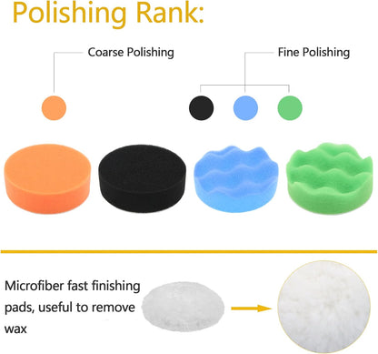Car Headlight Restoration Kit, 3 Inch Car Polishing Sanding Discs with 1/4 Inch Shank Backing, Scouring Pads, Buffing Sponge, Soft Interface, Woolen Buffer, 41PCS