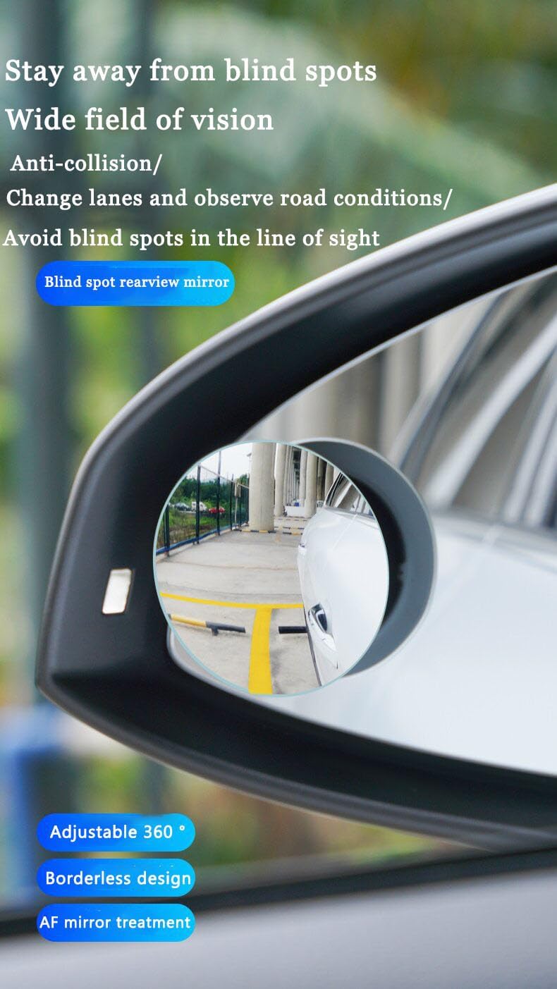 KARKOR Blind Spot Mirror Round HD Glass Convex 360° Wide Angle Side Rear View Mirror Exterior Accessories and Interior for Cars SUV and Trucks Pack of 2