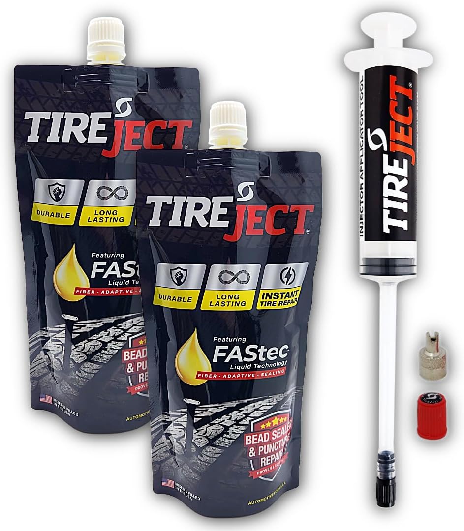 TireJect Automotive Compact Car 2-in-1 Tire Sealant & Bead Sealer Kit for tire Repair of leaks and punctures