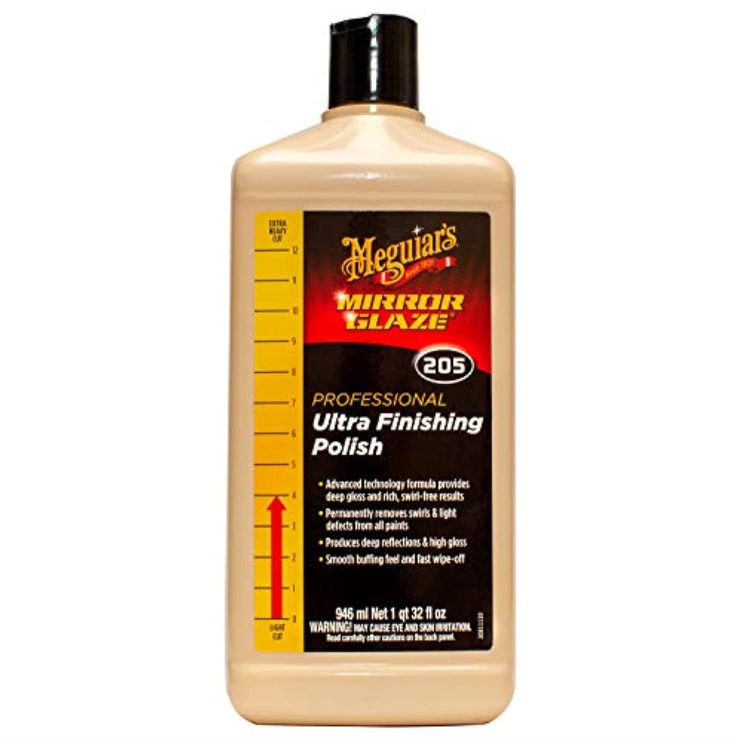 Meguiar’s Mirror Glaze M105 Ultra-Cut Compound, Car Rubbing Compound for Removing Scratches and Heavy Swirls While Adding Shine, Safe and Effective on All Glossy Car Paint and Clear Coats, 8 oz