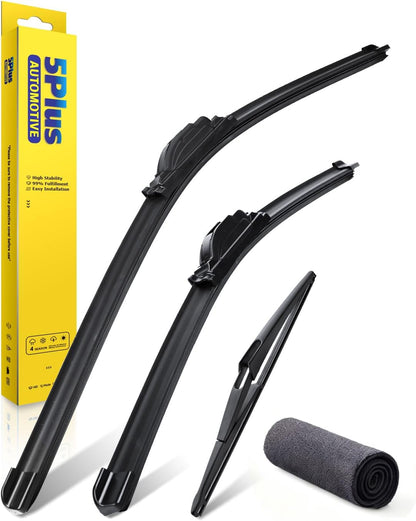 5 PLUS 26"+17" Windshield Wipers Blade Replacement for Nissan 02-06 19-24 Altima/07-12 20-24 Sentra/20-24 Versa Wiper Blades-Front All-Weather Wiper Blades Exact fit J-Hook Type (Pack Of 2)
