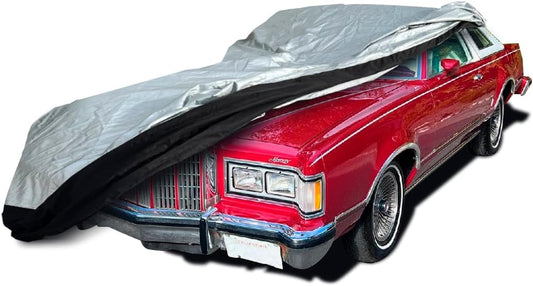 Heavy Duty Outdoor Car Cover with Patented Weighted Ground Conforming Apron Seal – Wind Resistant, Dust, & Water Protection for Automobiles - Sports Size 189 L x 75 W x 67 H inch Max